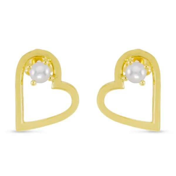14K Yellow Gold Round Pearl Open Heart Post Earring Ambassador Diamond Jewelers Tucson, AZ