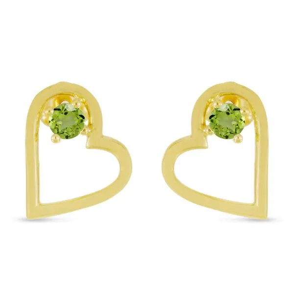14K Yellow Gold Round Peridot Open Heart Post Earring Ambassador Diamond Jewelers Tucson, AZ
