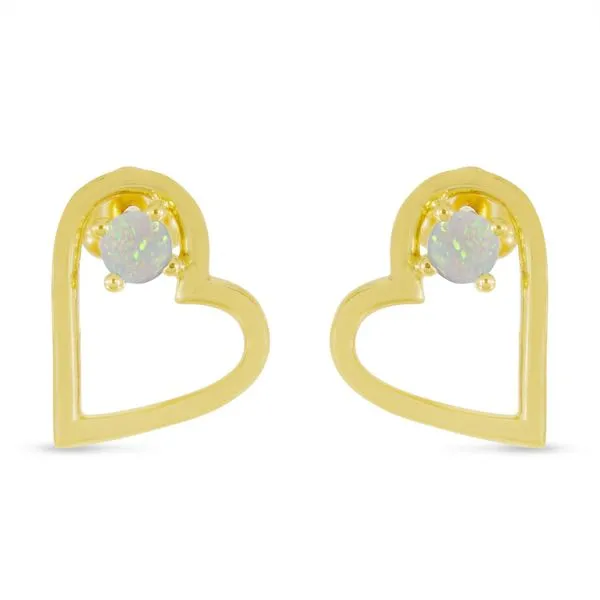 14K Yellow Gold Round Opal Open Heart Post Earring Ambassador Diamond Jewelers Tucson, AZ