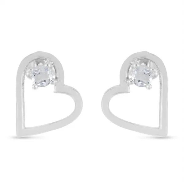 14K White Gold Round White Topaz Open Heart Post Earring Moseley Diamond Showcase Inc Lexington, SC