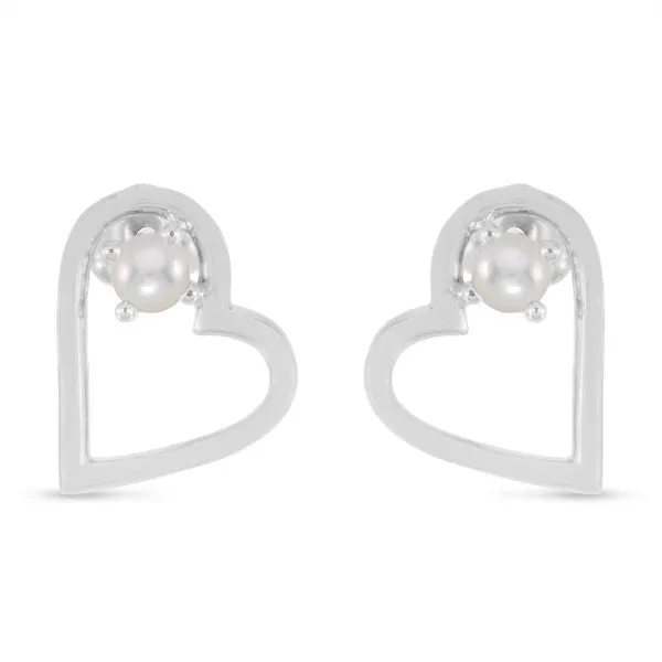 14K White Gold Round Pearl Open Heart Post Earring Ambassador Diamond Jewelers Tucson, AZ