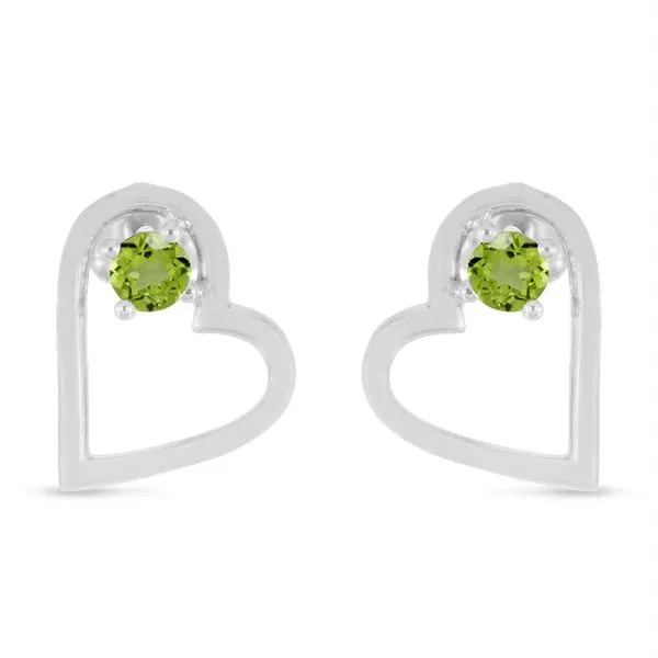 14K White Gold Round Peridot Open Heart Post Earring Ambassador Diamond Jewelers Tucson, AZ