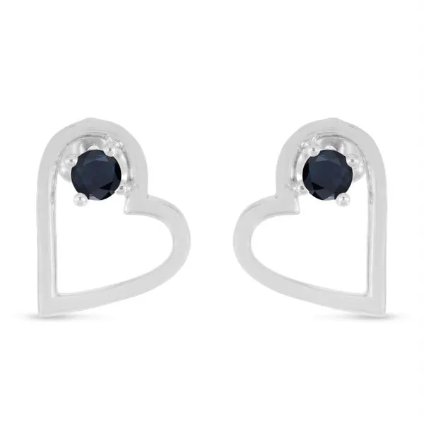 14K White Gold Round Sapphire Open Heart Post Earring Ambassador Diamond Jewelers Tucson, AZ