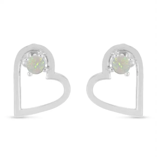 14K White Gold Round Opal Open Heart Post Earring Ambassador Diamond Jewelers Tucson, AZ