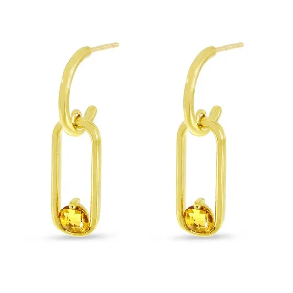 14K Yellow Gold Round Citrine Elongated Link Post Earrings Ambassador Diamond Jewelers Tucson, AZ