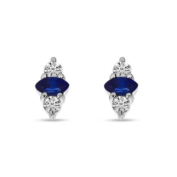 14K White Gold Diamond and Sapphire Marquis Studs Ambassador Diamond Jewelers Tucson, AZ