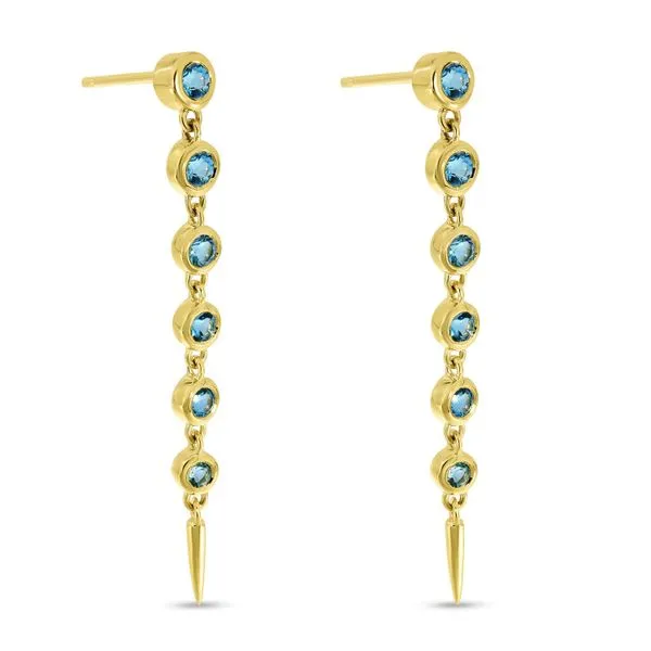 14K Yellow Gold Blue Topaz Bezel Drop Earrings Ambassador Diamond Jewelers Tucson, AZ