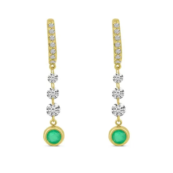 14K Yellow Gold Dashing Diamond Ruby Bezel Dangle Earrings Ambassador Diamond Jewelers Tucson, AZ