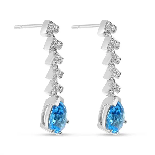 14K White Gold Semi-Precious and Diamond Moveable Earrings Image 2 Ambassador Diamond Jewelers Tucson, AZ