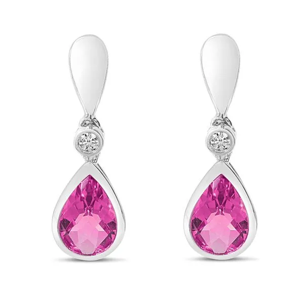 14K White Gold Pear Pink Tourmaline and Diamond Post Earrings Ambassador Diamond Jewelers Tucson, AZ