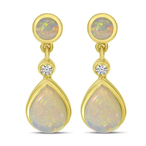 14K Yellow OPAL/DIA RD/PR DROP EAR Ambassador Diamond Jewelers Tucson, AZ