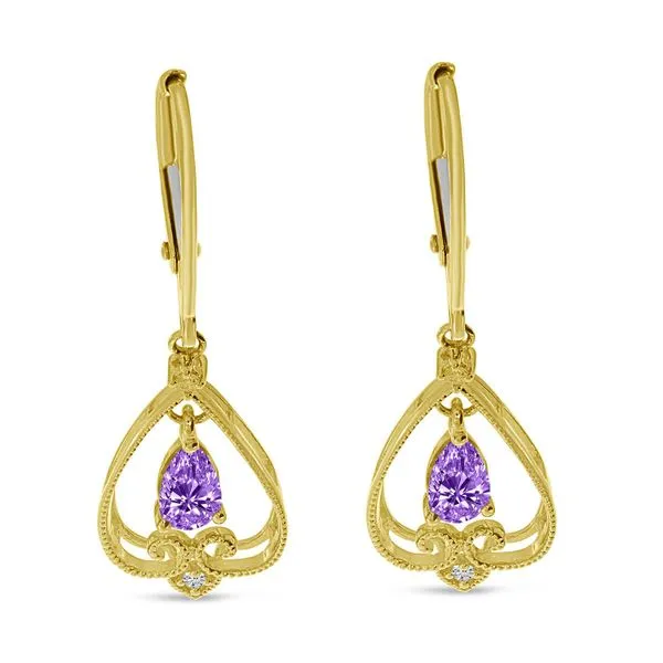 14K Yellow Gold Amethyst Pear Drop Filigree Earrings Clater Jewelers Louisville, KY