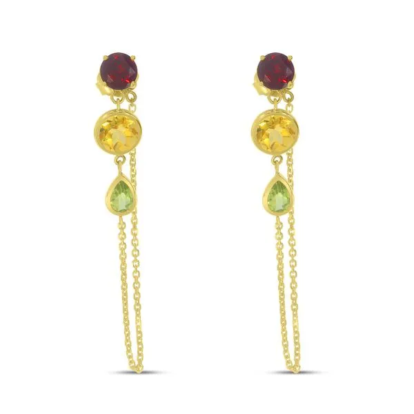 14K Semi Precious Round/Round/Pear Front to Back Bezel Chain Earring Ambassador Diamond Jewelers Tucson, AZ