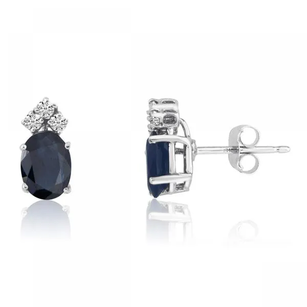 14K White Gold Oval Sapphire and Diamond Earrings Ambassador Diamond Jewelers Tucson, AZ