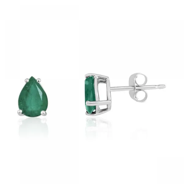 14K White Gold Pear Emerald Earrings Ambassador Diamond Jewelers Tucson, AZ