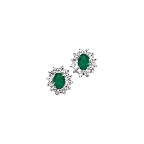 14K White Gold Oval Emerald and Diamond Earrings Ambassador Diamond Jewelers Tucson, AZ