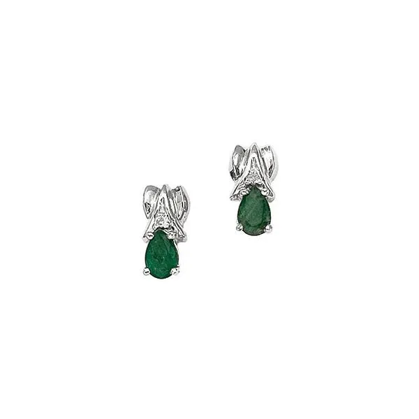 14K White Gold Pear Emerald and Diamond Earrings Ambassador Diamond Jewelers Tucson, AZ