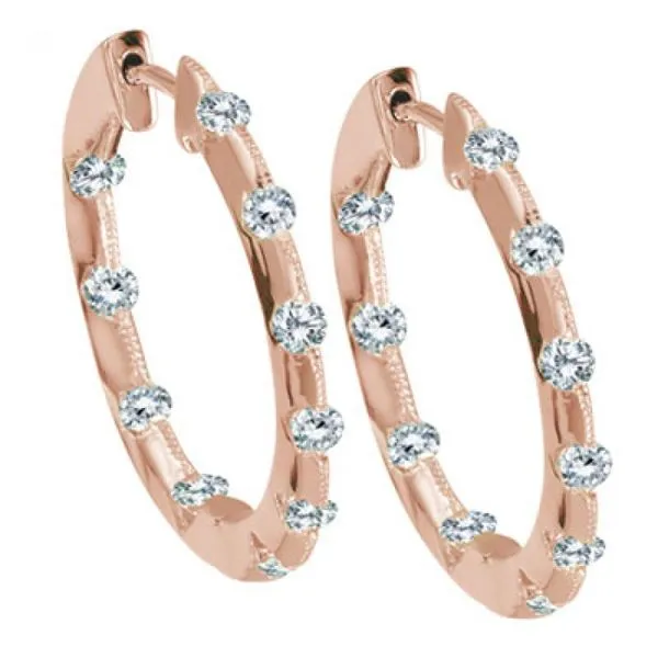 14K Rose Gold Inside Outside Hoop .50 Ct Diamond Earrings Ambassador Diamond Jewelers Tucson, AZ