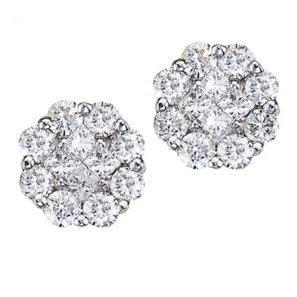 14K White Gold 0.50 Ct Diamond Clustaire Earrings Ambassador Diamond Jewelers Tucson, AZ