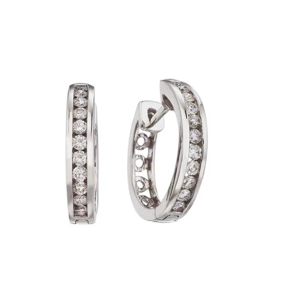 14K White Gold 0.50 Ct Diamond Hoop Earrings Ambassador Diamond Jewelers Tucson, AZ