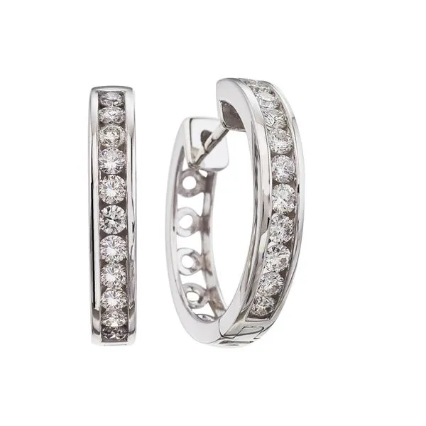14K White Gold 1 Ct Diamond Hoop Earrings Ambassador Diamond Jewelers Tucson, AZ
