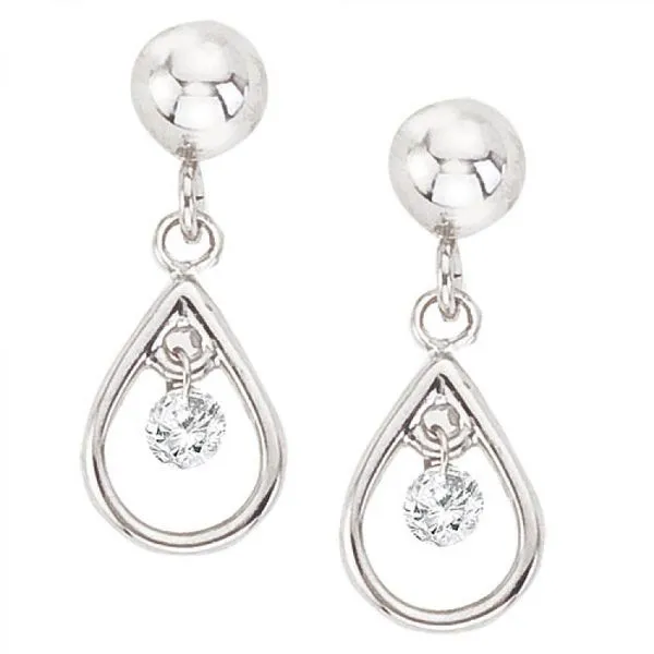 14K White Gold Teardrop Dashing Diamond Earrings Ambassador Diamond Jewelers Tucson, AZ