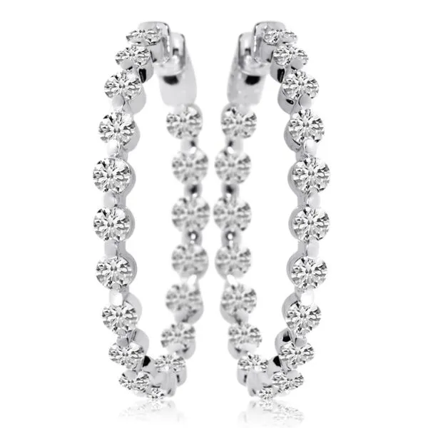 14k White Gold Secure Lock In Out Hoops Ambassador Diamond Jewelers Tucson, AZ