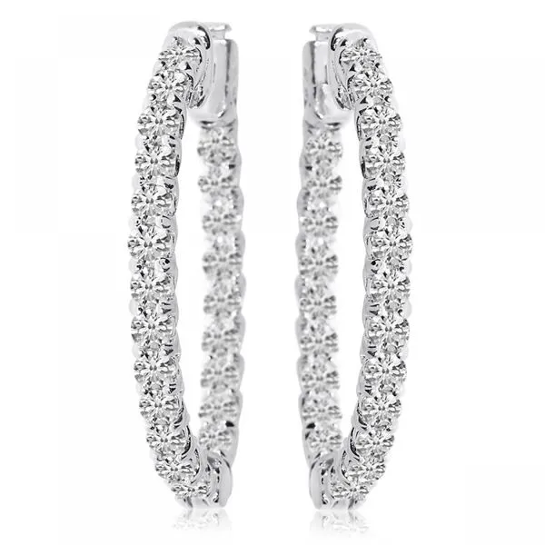 14k White Gold Oval Secure Lock In Out Hoops Ambassador Diamond Jewelers Tucson, AZ