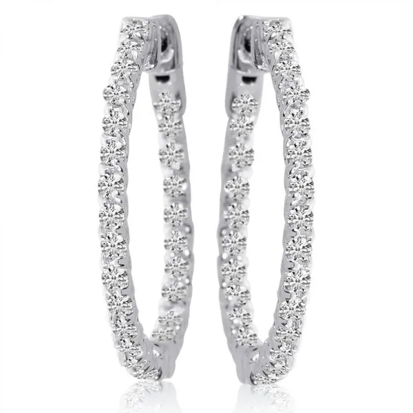 14k White Gold Secure Lock In Out 25mm Hoops Ambassador Diamond Jewelers Tucson, AZ