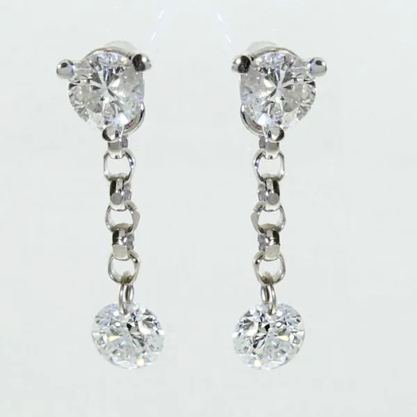 14k White Gold Martini Dangle Dash Diamond Earrings Ambassador Diamond Jewelers Tucson, AZ