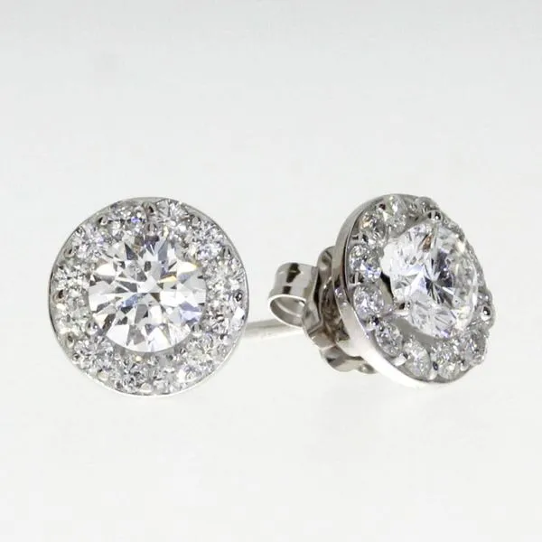 14K White Gold .79 ct Diamond Halo Stud Earrings Ambassador Diamond Jewelers Tucson, AZ