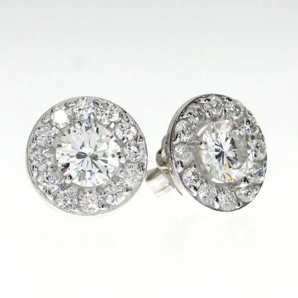 14K White Gold 1.02 ct Diamond Halo Stud Earrings Ambassador Diamond Jewelers Tucson, AZ