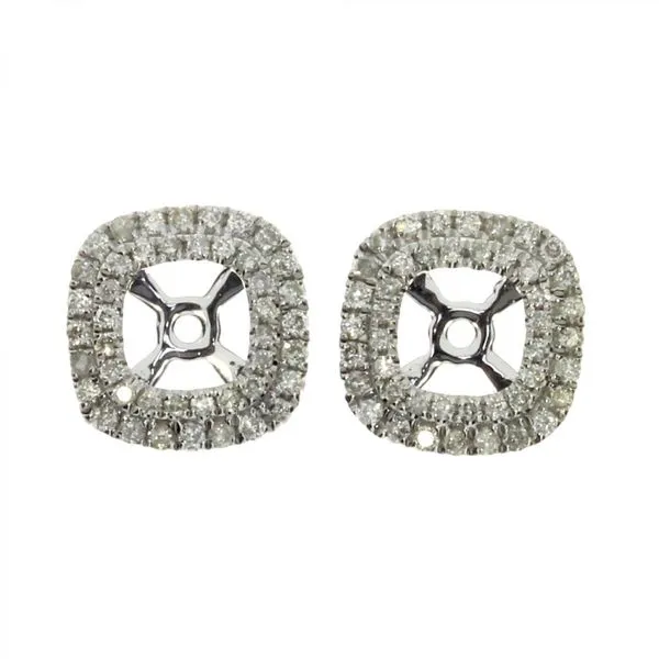 14K White Gold Diamond Cushion Earring Jackets Ambassador Diamond Jewelers Tucson, AZ