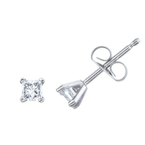 14K White Gold .20 Ct Princess Diamond Martini Setting Stud Earring Ambassador Diamond Jewelers Tucson, AZ