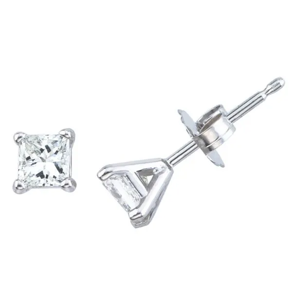 14K White Gold .50 Ct Princess Diamond Martini Setting Stud Earring Ambassador Diamond Jewelers Tucson, AZ