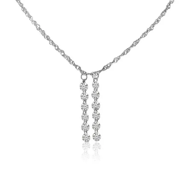 14K White Gold Double Pierced Dangling Dashing Diamonds 18 inch Necklace Ambassador Diamond Jewelers Tucson, AZ