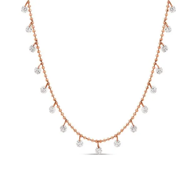 14K Rose Gold Dashing Diamonds 24 Diamond 1.20 Ct 20 inch Necklace Castle Couture Fine Jewelry Manalapan, NJ