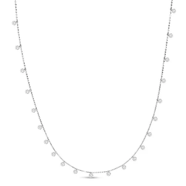 14K White Gold Dashing Diamond 1.20 ct Half Cleopatra 18 in Bead Chain Necklace similar item image