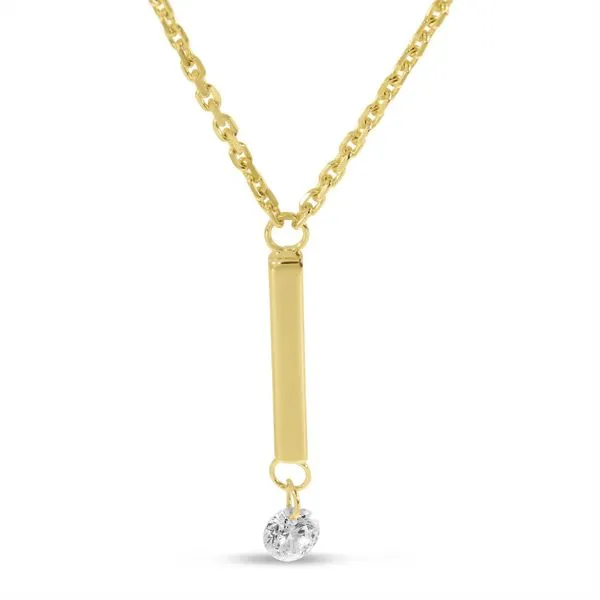 14K Yellow Gold Dangling Bar Pierced Diamond Dashing Diamond Necklace similar item image