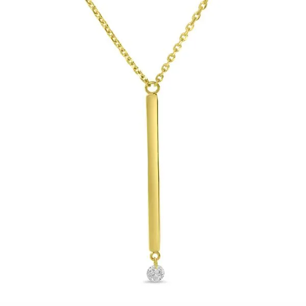 14K Yellow Gold Dangling Bar Pierced Diamond Dashing Diamond Necklace Ambassador Diamond Jewelers Tucson, AZ