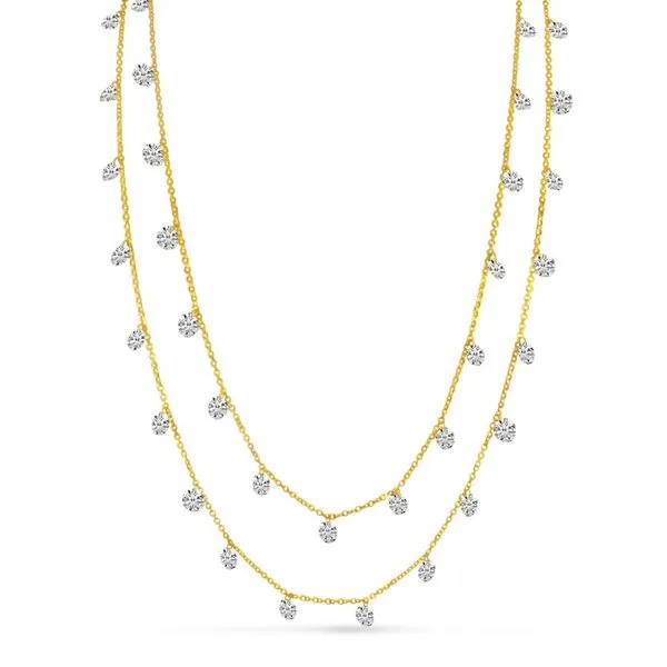 14K Yellow Gold Double Chain Dashing Diamonds Necklace Ambassador Diamond Jewelers Tucson, AZ