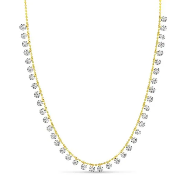 14K Yellow Gold Dashing Diamonds Half Cleopatra 18 Bead Necklace