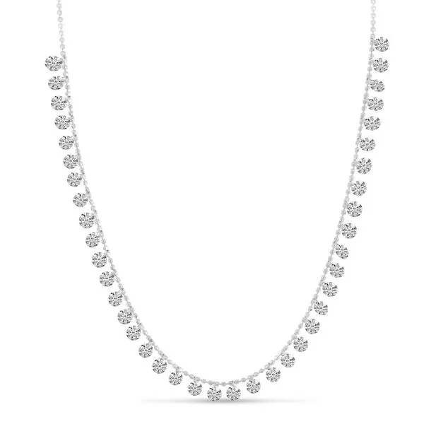 14K White Gold Dashing Diamonds Half Cleopatra 16 Beaded Necklace