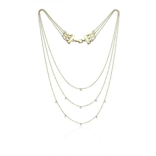 14K Yellow Gold Triple Chain Convertible Dashing Diamonds Necklace The Jewelry Source El Segundo, CA