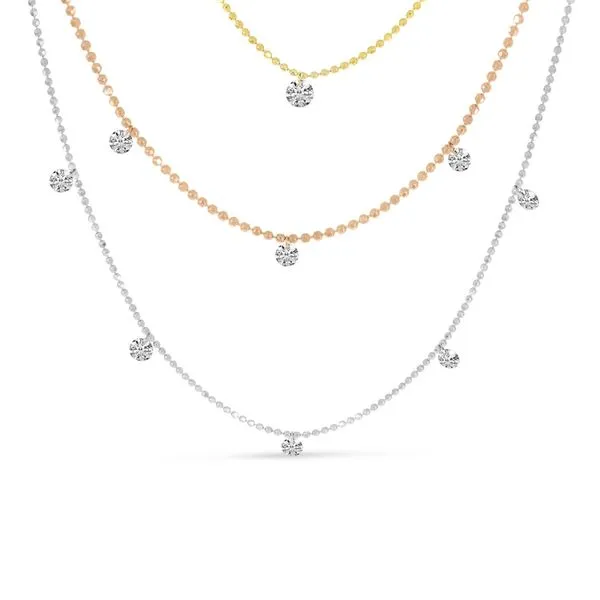 14K Multi Gold Triple Chain Convertible Dashing Diamonds Necklace Ambassador Diamond Jewelers Tucson, AZ