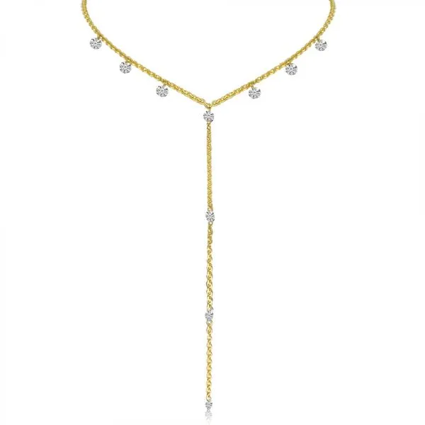 14K Yellow Gold Pierced Diamond ^Y^ Dashing Diamond Lariat Necklace Ambassador Diamond Jewelers Tucson, AZ