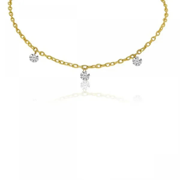 14K Yellow Gold 16 inch Triple Diamond Dashing Diamonds Necklace Rick's Jewelers California, MD