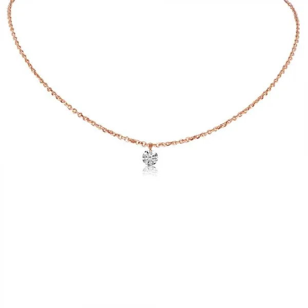 14K Rose Gold Single Pierced Dangling Diamond Dashing Diamond Necklace Ambassador Diamond Jewelers Tucson, AZ
