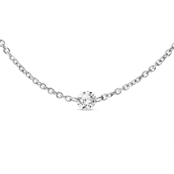 14K White Gold .15 ct Double Pierced Dashing Diamond 18 inch Cable Chain Necklace Ambassador Diamond Jewelers Tucson, AZ