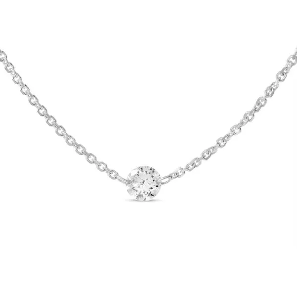 14K White Gold Single Double Pierced Dashing Diamond Cable Chain Necklace Clater Jewelers Louisville, KY